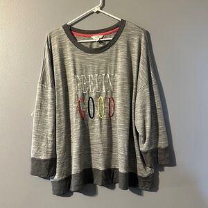 Secret Treasures 3X Gray Long Sleeve Pullover Top